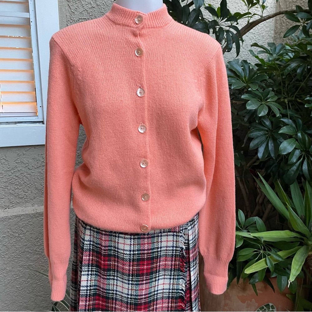 Vintage 60’s orange peach Mink Lander wool/mink cardigan